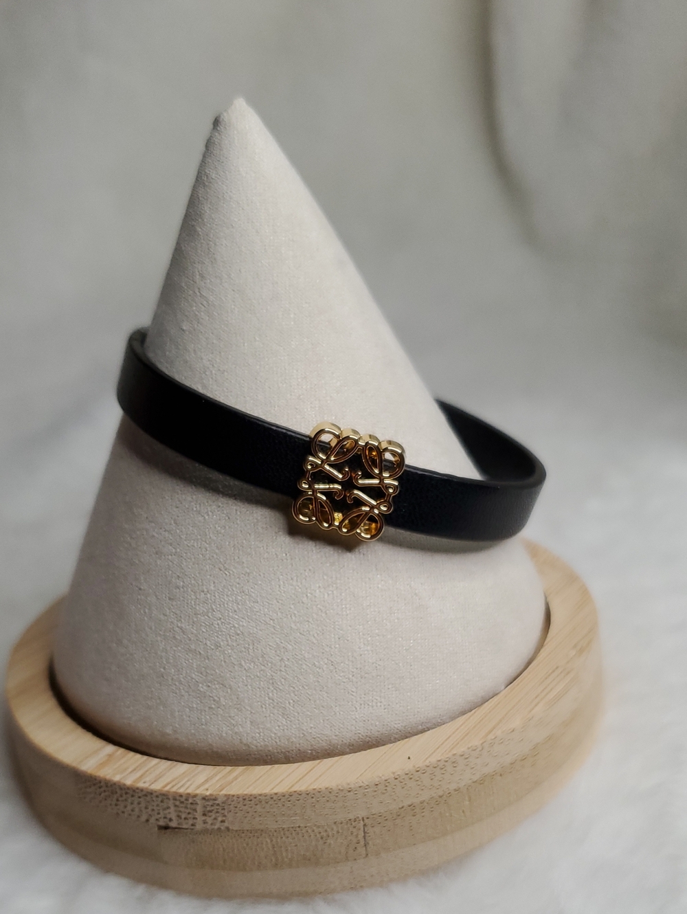 Gold Accent Black P Choker Necklace